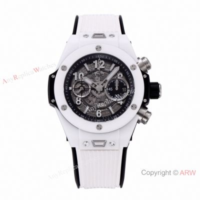 Super Clone Hublot Unico White Ceramic 44 Watch BBF hub1280 Movement